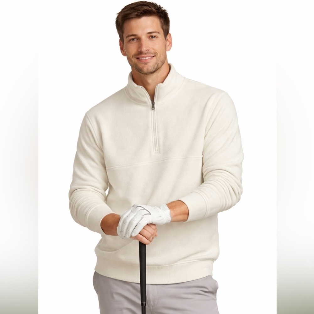 GAP Men's 1/4 Zip Fleece off white Pullover.